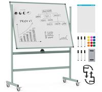 Pizarra móvil de doble cara - Pizarra magnética - Pizarra para escritura - Pizarra tipo flipchart - Carro con ruedas - Altura ajustable