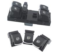 Pizgear Tecla botón ventanilla coche Interruptor de control ventana automático, para Mk5 Mk6 5Nd959857 5K4959857 Botón elevación maestro cromado