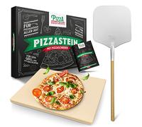 Pizza Divertimento Piedra para pizza para horno y parrilla de gas - De cordierita - Con pala para horno - Para base crujiente y agregado jugoso