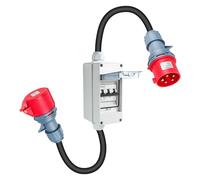 PJERJZN Adaptador CEE macho de 32 A a 16 A, adaptador de 415 V, 2,5 mm², cable sin herramientas, protección IP44 de 5 pines para camping, obras, taller (32 A a 16 A, 3P 415 V)