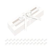 PKGMAGIC 25 cajas Macarons con ventana para 6 macarones, color blanco | 18,54 x 4,83 x 4,83 cm, con cinta, caja de embalaje para Macaron, cumpleaños, San Valentín, reuniones familiares