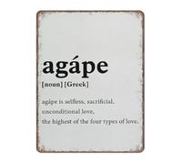 PKNVKZIDK Minimalist Agape Definition Sign Vintage Metal Tin Wall-Art Greek Love Word For Living Room Office Philosophy Decor 8 X 12 in