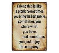 PKNVKZIDK Retro Metal Tin Sign for Friends Vintage Picnic Quote Inspirational Wall Decor Gift for Best Friend Living Room Kitchen Dining Area 8 X 12 Inch