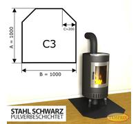 Placa Base Para Chimenea Protector Contra Chispas De Acero Negra - C3