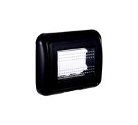 Placa con tapa, soporte Stango Idrobox IP55, compatible con Bticino Living Light, tapa módulo caja (3 plazas/módulos, negro)