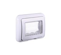 Placa con tapa, soporte Stango Idrobox IP55, compatible con Bticino Living Light, tapa módulo caja (3 plazas/módulos, blanco)
