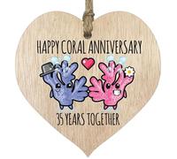 Placa de 35 Aniversario de Boda, Regalo para Marido y Esposa, 35 años Juntos, corazón de Madera para Mujeres, Hombres, Parejas, Letrero de Madera Clara, Regalos de Recuerdo