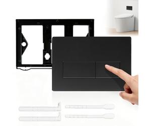 Placa de Accionamiento WC, Panel de Doble Descarga en ABS 246 x 164 mm, Repuesto para Cisterna Empotrada y Baño, Compatible con GD2 y Geberit Sigma (Negro)