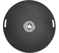 Placa de acero al carbono de 80 cm de diámetro, con un grosor de 5 mm, que incluye una rejilla extraíble y un guante resistente al calor, ideal para usar con cubos de fuego, braseros y fogones