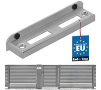Placa de cierre KOTARBAU 200 x 42 x 30 mm galvanizada con tope de puerta. Placa de cierre angular para puertas. Placa de cierre angular. Placa de cierre con solapa. Tope de puerta.