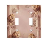 Placa de cubierta de interruptor de luz doble de león para baño, columna de mariposa de naturaleza tropical, verano, color marrón, de plástico, tamaño estándar, placa decorativa para dormitorio