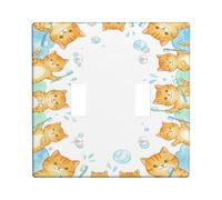 Placa de cubierta de interruptor de luz doble para baño, diseño de gatos, con burbujas para cepillo de dientes, sin burbujas, de plástico, tamaño estándar, para dormitorio, oficina, cocina, decoración