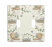 Placa de cubierta de interruptor de luz doble para inodoro, diseño de mariposa de lavanda inspirada en la naturaleza, de plástico, tamaño estándar, para decoración del hogar, sala de estar, dormitorio