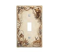 Placa de cubierta de interruptor de luz individual, diseño de farol rústico de naturaleza, ciervo, otoño, plástico, tamaño estándar, para decoración de nuevo apartamento, hogar, dormitorio, oficina