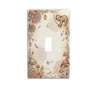 Placa de cubierta de interruptor de luz individual, diseño de perezoso, farol de hongos de naturaleza bohemia, color marrón, plástico, tamaño estándar, placa decorativa para dormitorio, baño, cocina