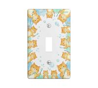 Placa de cubierta de interruptor de luz individual para baño, diseño de gatos, con burbujas para cepillo de dientes, sin burbujas, color naranja, plástico, tamaño estándar, para dormitorio, oficina