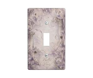 Placa de cubierta de interruptor de luz individual, vintage, elegante, columna de París, primavera, lavanda, plástico, tamaño estándar, placa decorativa para el hogar, sala de estar, dormitorio