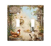 Placa de cubierta doble para interruptor de luz, farol rústico de gato de granja, color marrón, plástico, tamaño estándar, cubierta de interruptor de luz para dormitorio, baño, cocina, decoración de
