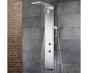 Placa de ducha HSK LAVIDA Plus, con función de sobretensión, elemento de mando de 3 vías, 1900017-42, Versión: Acero inoxidable pulido, con frente de cristal Blanco