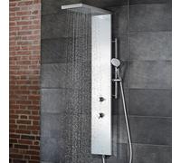 Placa de ducha HSK LAVIDA Plus, sin función de sobretensión, elemento de mando de 2 vías, 1900018-42, Versión: Acero inoxidable pulido, con frente de cristal Blanco