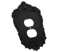 Placa de Enchufe Dúplex Negra Gótica Barroca de Plástico | Montaje en Pared Estándar, Doble Conector 1 Módulo, Acabado Mate Resistente a Huellas y Limpieza Fácil