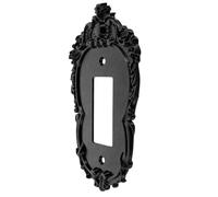 Placa de Interruptor Barroca Vintage Negra Balancín | Plástico Tallado, Acabado Negro Texturizado Resistente, Instalación Fácil, para Módulos de Balancín Único