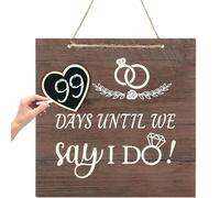 Placa de madera de cuenta regresiva de boda, placa de cuenta regresiva de boda, letrero de regalo de compromiso, adornos decorativos colgantes de boda, pizarra de madera borrable, colgante de pizarra