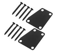 Placa de Mástil para Guitarra Eléctrica de 4 Orificios, Negro, 2 Piezas