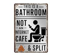 Placa de metal divertida para baño - This is a Bathroom not an Internet Cafe - Vintage - Cartel de chapa vintage para baño, placa de baño, decoración de baño, placa de humor, regalo para baño de