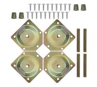 Placa de Montaje de 12 Grados, 4 Piezas de Hierro para Patas de Muebles | Kit Tornillos, Superficie Electrochapada, para Reparación Doméstica y Taller, Uso en Mesas Auxiliares y Bancos