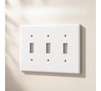 Placa de pared blanca de 3 bandas, cubierta de interruptor de luz de salida de triple banda