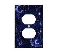 Placa de pared dúplex de caracol, luna mística gótica, rosa, otoño, azul marino, plástico, tamaño estándar, doble toma de corriente, para decoración del hogar, sala de estar, nuevo apartamento
