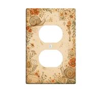 Placa de pared dúplex de caracol, sello de flores rústicas vintage, color beige, plástico, tamaño estándar, doble toma de corriente, para decoración del hogar, sala de estar, nuevo apartamento