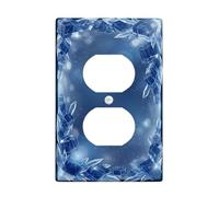 Placa de pared dúplex de cristal, placa de pared de plástico azul de invierno con chispa de hielo, placas de pared de tamaño estándar para enchufes eléctricos para el hogar, sala de estar, decoración