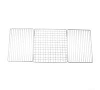 Placa de parrilla de barbacoa de camping de acero inoxidable, rejilla de carbón portátil plegable para cocinar al aire libre, soporte de estufa de leña y soporte para hervidor, 50 x 20 cm con bolsa de