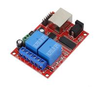 Placa de relé de 2 vías LAN Ethernet con módulo controlador de interruptor de retardo, con luces indicadoras de estado de alimentación y relé para servidor WEB