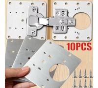 Placa de reparación de bisagra de puerta de gabinete de acero inoxidable, Kit de placa de montaje de bisagras de puerta de gabinete con tornillo, herramientas de Hardware para muebles 2 Set