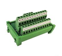 Placa divisora de bloque de terminales de distribución de energía de 2 entradas y 12 salidas | Caja de conexiones de montaje en riel DIN de 25 A para control de motor PLC cableado industrial | Verde