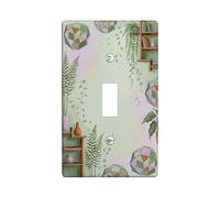 Placa geométrica de cubierta de interruptor de luz, estantes de helecho botánico moderno, plástico verde primavera, tamaño estándar, placas de pared decorativas para nuevo apartamento, hogar
