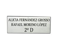 Placa para buzón personalizada. Chapa para buzón grabada. Chapa plástico inalterable personalizada con nombres y piso. Indica tu texto y selecciona medida (Negro)