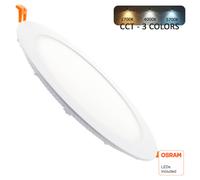 Placa Slim LED Circular - OSRAM Chip - Downlight Empotrable, Luz Seleccionable 2700K-4000K-5700K - 3CCT - CRI +85