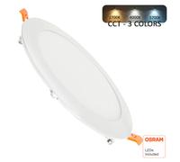 Placa Slim LED Circular - OSRAM Chip - Downlight Empotrable, Luz Seleccionable 2700K-4000K-5700K - 3CCT - CRI +85