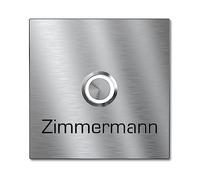 Placa Timbre Cuadrada Personalizada Graviers Design Acero Inoxidable - Grabado Láser Nombre - Pulsador LED Opcional - 60x60 a 110x110mm - Made in Germany