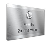 Placa Timbre Personalizada Graviers Design Acero Inoxidable - Grabado Láser Nombre - Pulsador LED Opcional - 80x60, 110x80, 160x120mm - Made in Germany