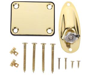 Placas de Conexión para Jack de Guitarra Eléctrica Doradas | Metal E Hierro, Superficie Lisa sin Rebabas, Protege la Interfaz, con Tornillos para Taller y Montaje