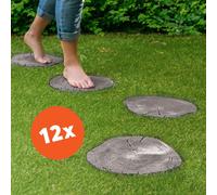 Placas de hormigón para jardín, diseño "Tronco de árbol", set de 12 unidades
