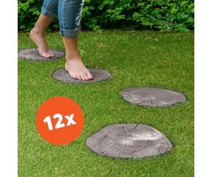 Placas de hormigón para jardín, diseño "Tronco de árbol", set de 12 unidades