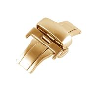 PLACKE Hebilla de reloj plegable de doble botón de acero inoxidable 316 sólido, 12, 14, 16, 18, 20 y 22mm, estilo de ranura, cierre desplegable de mariposa duradero(Gold,18mm)