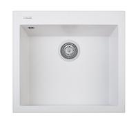 Plados Fregadero de cuarzo de cocina empotrado ON5610 de una sola cubeta de 56 cm - Blanco leche