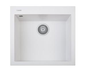 Plados Fregadero de cuarzo de cocina empotrado ON5610 de una sola cubeta de 56 cm - Blanco leche